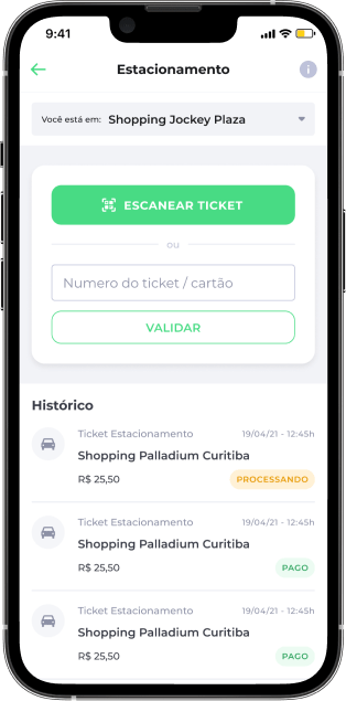 Tela Pague seu estacionamento